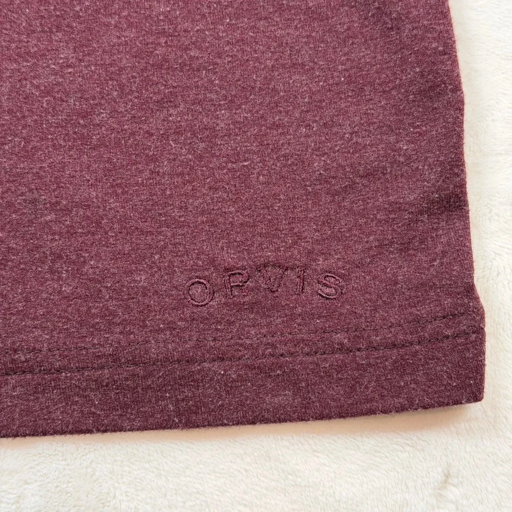 Orvis Raglan Long Sleeve Shirt Mens Large Burgundy Grey Good‎ Colorblock